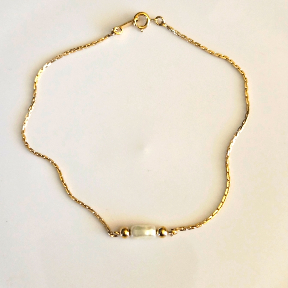 Avon Vintage Goldtone Faux Pearl Anklet OS - Picture 8 of 8
